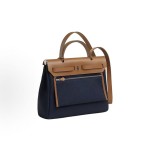 HERMES Herbag Zip 31 Silver buckle Crossbody bag 31 Unisex Couple Style Navy Blue and Brown